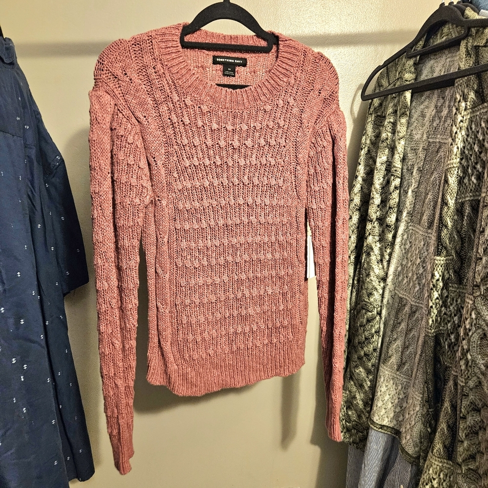 Something Navy Cable Sweater XS - Picture 2 of 7